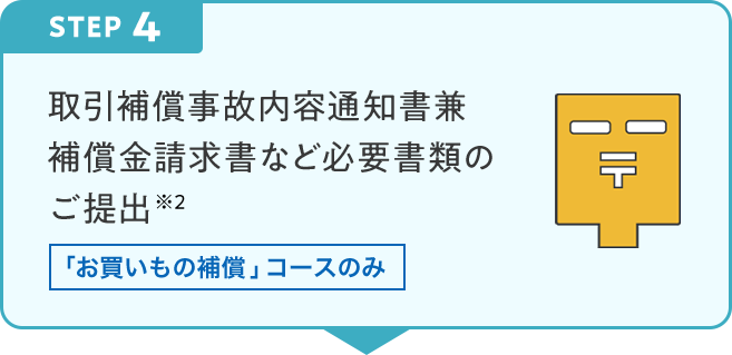 STEP4 「お買いもの補償」コースのみ 取引補償事故内容通知書兼補償金請求書など必要書類のご提出