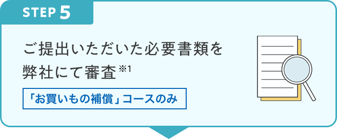 STEP5 「お買いもの補償」コースのみ ご提出いただいた必要書類を弊社にて審査