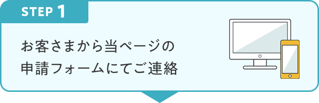 STEP1 お客さまから当ページの申請フォームにてご連絡