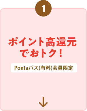 1.ポイント高還元でおトク! Pontaパス(有料)会員限定